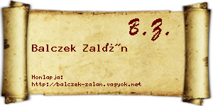Balczek Zalán névjegykártya